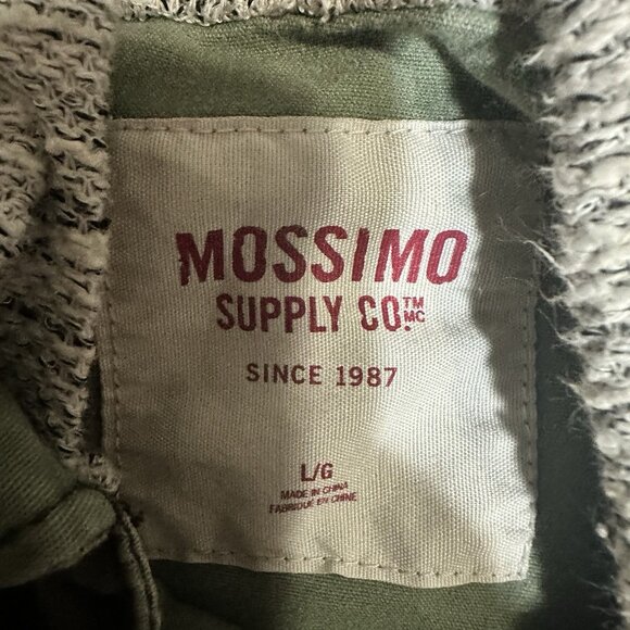 Mossimo Jacket Girls Size Large (10/12) Green Gray Hooded Knit Sleeves Full Zip - Picture 4 of 6